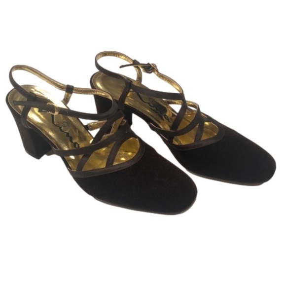 NINA Dark Brown Velvet Heels Size 6 - Picture 1 of 5